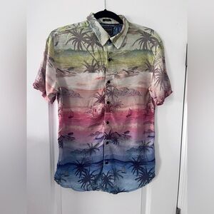 Guess Men's Tropical Landscape Button Down Shirt